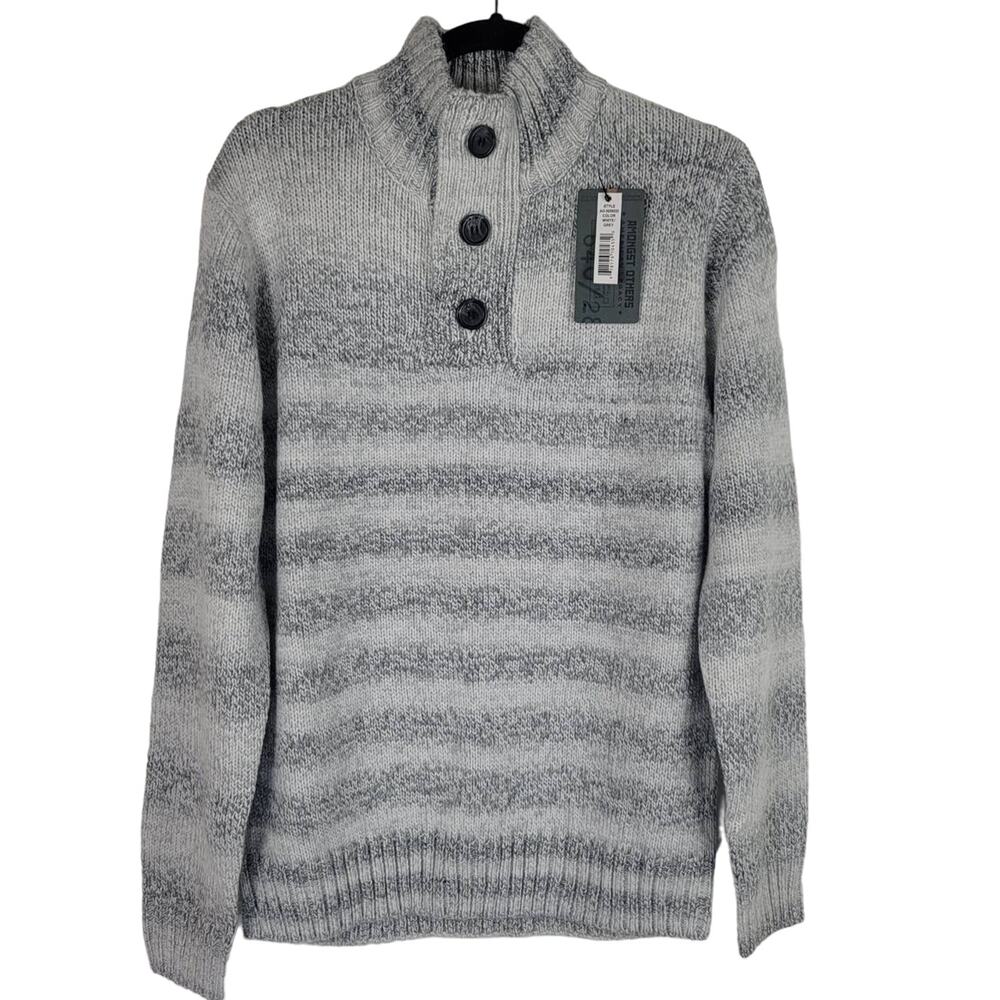 Amongst Others Shades of Gray Cream Striped Men's Winter Warm Sweater M NWT